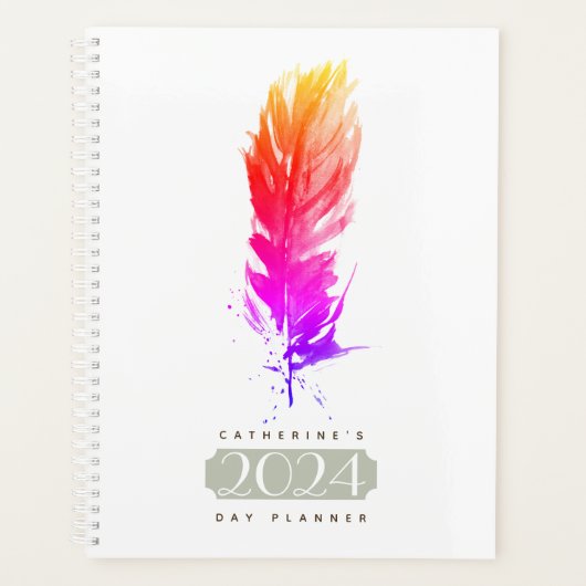 Boho Feather Personalisiert Day Planner Agenda Planer (Vorderseite)