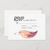 Boho Feather RSVP-Karten RSVP Karte (Vorne/Hinten)