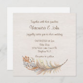 Boho feather rustikale Hochzeitseinladung Einladung (Vorne/Hinten)