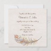 Boho feather rustikale Hochzeitseinladung Einladung (Vorderseite)