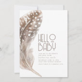 Boho Feather Theme Kinderdusche Einladung (Vorderseite)