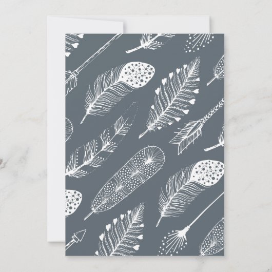 Boho Feather und Pfeile Hochzeit Einladung (Rückseite)