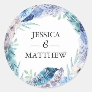 Boho feather wedding Danke, dass Sie Aufkleber