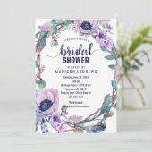 Boho Feather Wreath Bridal Dusche Einladung (Stehend Vorderseite)