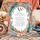 Boho Feather Wreath mit Dreamcatcher Wedding Einladung