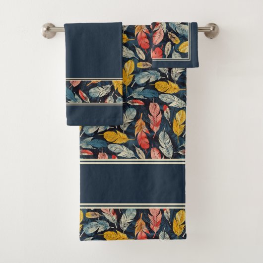 Boho Feathered Quiet Mind Badhandtuch Set (Insitu)