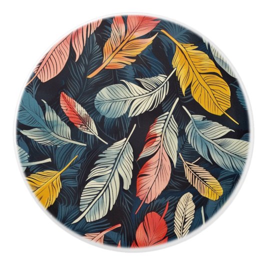 Boho Feathered Whimsy Keramikknauf (Vorderseite)