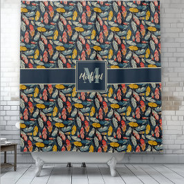 Boho Feathered Whimsy Monogram Duschvorhang