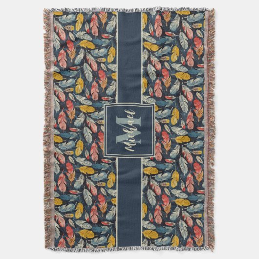 Boho Feathered Whimsy Woven Blanket Decke (Vorderseite Vertikal)