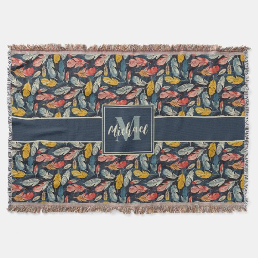 Boho Feathered Whimsy Woven Blanket Decke (Vorderseite)