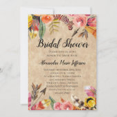 Boho Feathers Arrows Blume Rustikale Hochzeit Einladung (Vorderseite)