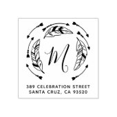 Boho Feathers & Arrows Initial & Rücksendeadresse Gummistempel (Prägung)