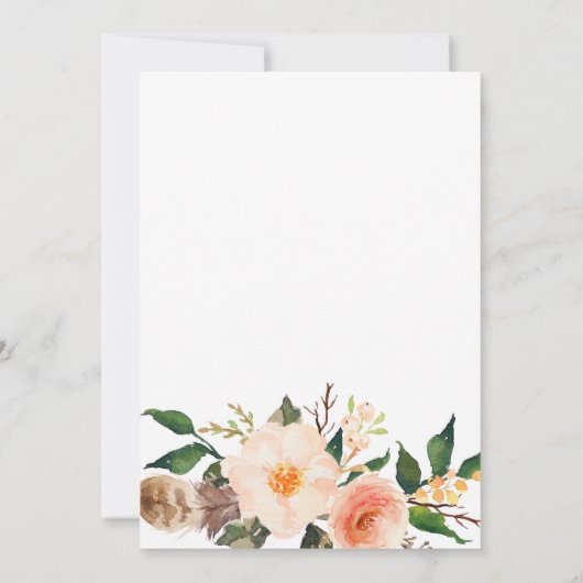 Boho Feathers Bridal Duwer Einladung (Rückseite)