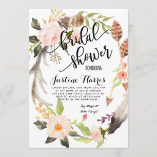 Boho Feathers Bridal Duwer Einladung