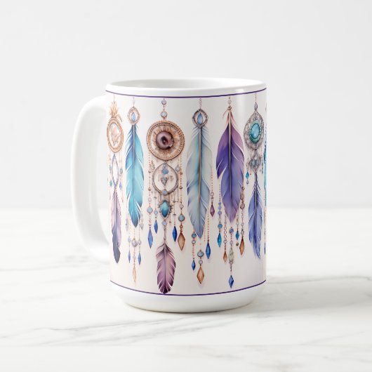 Boho Feathers Classic Tasse (Vorderseite Links)