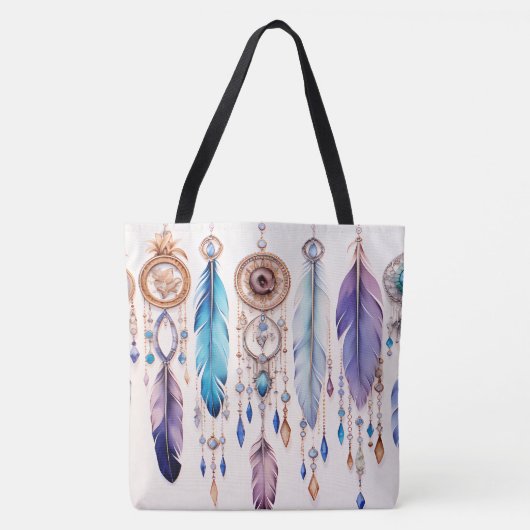 Boho Feathers Design Tote Bag Tasche (Vorderseite)