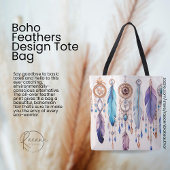 Boho Feathers Design Tote Bag Tasche