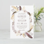 Boho Feathers Elagant Modern Chic QR Code Wedding Einladung (Stehend Vorderseite)