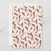 Boho Feathers Fall Foliage Calligrafy Wedding Save The Date (Rückseite)