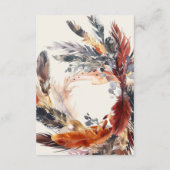Boho Feathers Fall Wreath Calligrafy Wedding Begleitkarte (Rückseite)