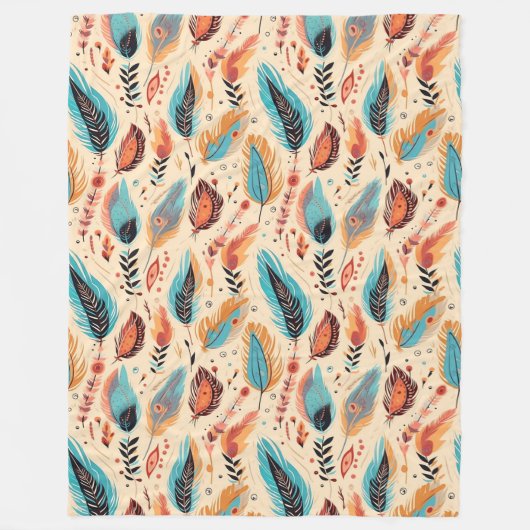 Boho Feathers Fleecedecke (Vorderseite)