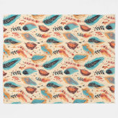 Boho Feathers Fleecedecke (Vorderseite (Horizontal))