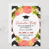 Boho Feathers & Floral Wreath Graduation Party Einladung (Vorderseite)