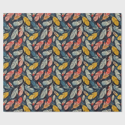 Boho Feathers Geschenkpapier (Flach)