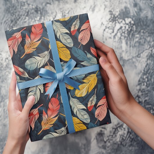 Boho Feathers Geschenkpapier