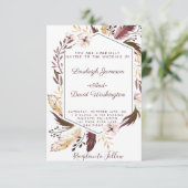 Boho Feathers Hochzeitseinladung Einladung (Stehend Vorderseite)