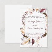 Boho Feathers Hochzeitseinladung Einladung (Vorne/Hinten)