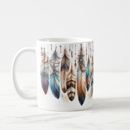 Boho Feathers Keramik Tasse (Links)