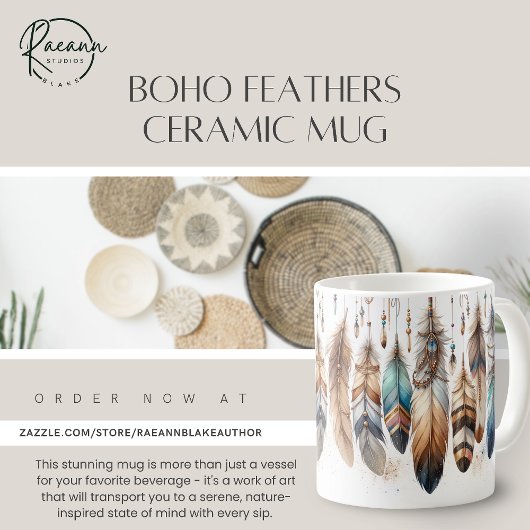 Boho Feathers Keramik Tasse