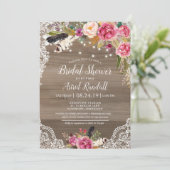 Boho Feathers & Lace Rustic Bridal oder Babydusche Einladung (Stehend Vorderseite)