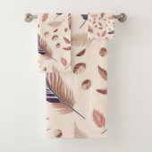 Boho, Feathers, modern, Chic, Nuetral, Tan Badhandtuch Set (Insitu)