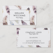 Boho Feathers Muster Visitenkarte (Vorne/Hinten)