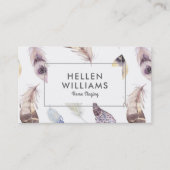 Boho Feathers Muster Visitenkarte (Vorderseite)