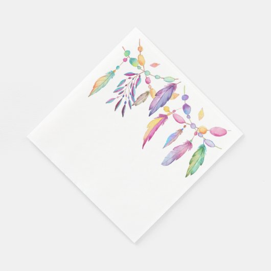 Boho Feathers Native Amerikanische Ureinwohner Wed Serviette (Ecke)
