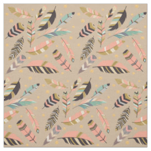 Boho Feathers on Tan Stoff