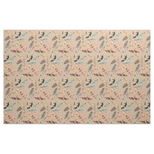 Boho Feathers on Tan Stoff (Fat Quarter (45,7 x 55,9 cm))