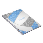 Boho feathers paisly lblauen grauen Volleyball Notizblock (Rechte Seite)
