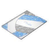 Boho feathers paisly lblauen grauen Volleyball Notizblock (Linke Seite)