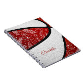 Boho feathers paistisch rot weißen Basketball Notizblock (Rechte Seite)