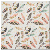 Boho Feathers Pattern auf Weiß Stoff (Muster)