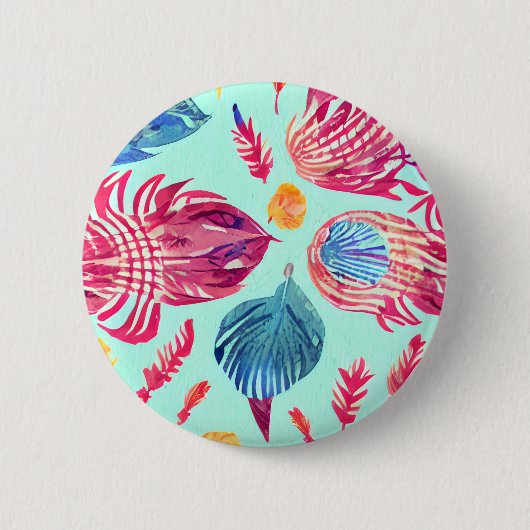 Boho Feathers Pattern Button (Vorderseite)