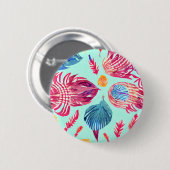 Boho Feathers Pattern Button (Vorne & Hinten)