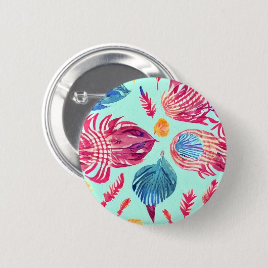 Boho Feathers Pattern Button (Vorne & Hinten)