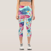 Boho Feathers Pattern Capri Leggings (Vorderseite)