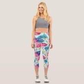 Boho Feathers Pattern Capri Leggings (Vorderseite)