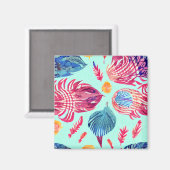 Boho Feathers Pattern Magnet (Vorderseite/Rückseite)